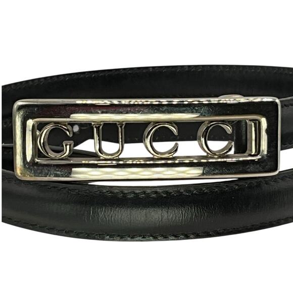 39. Gucci Black Leather Silver Belt main image 6